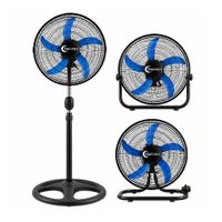 Ventilador Trevely VT-1832 3 en 1, pedestal, mesa y pared, 18 pulgadas, 90 W, 3 velocidades, aspas multicolor